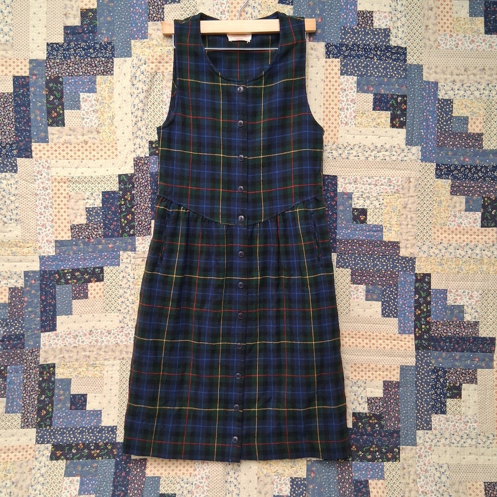 Vintage Pendleton Wool Smith Tartan Plaid Jumper Dress Womens Size Small